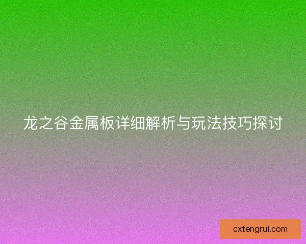 龙之谷金属板详细解析与玩法技巧探讨