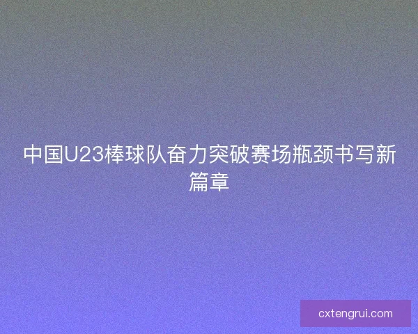 中国U23棒球队奋力突破赛场瓶颈书写新篇章